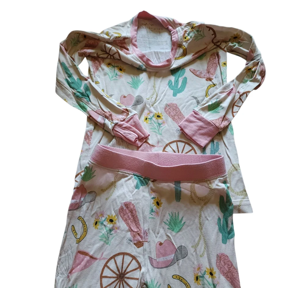Little Sleepies Western Pajama Set - Pink and Green